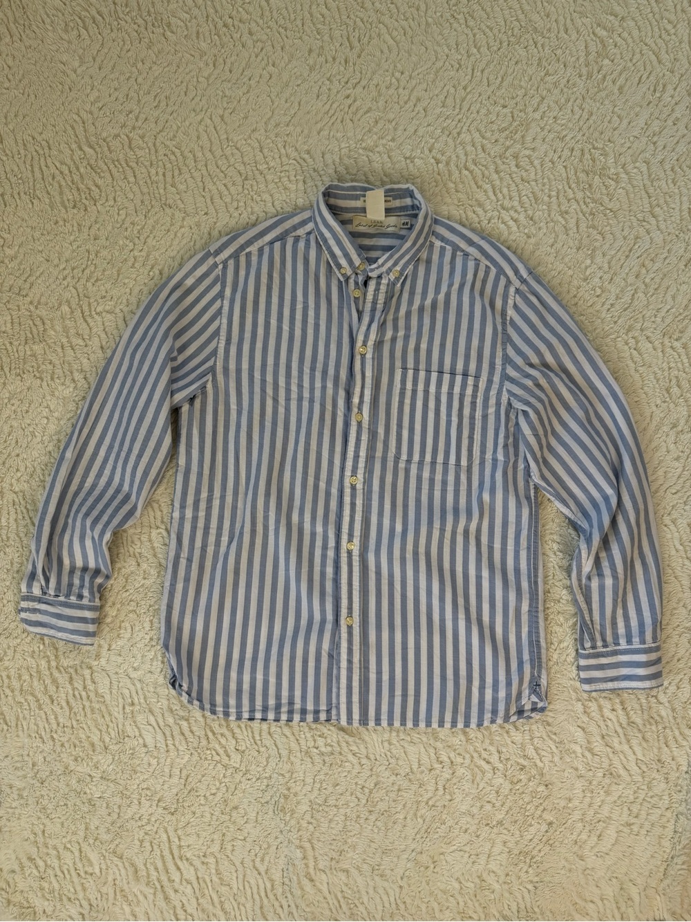 H&M Blue and White Striped Button-Down Shirt